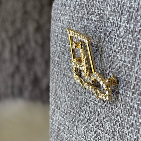 Vintage | Golf Cart with Clear Rhinestones Small Gold Tone Brooch Pin - Picture 9 of 14